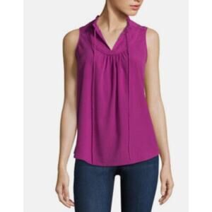 St. John's Bay Women's Knit Tank Top Palace Orchid Size Petite Large Tie Front